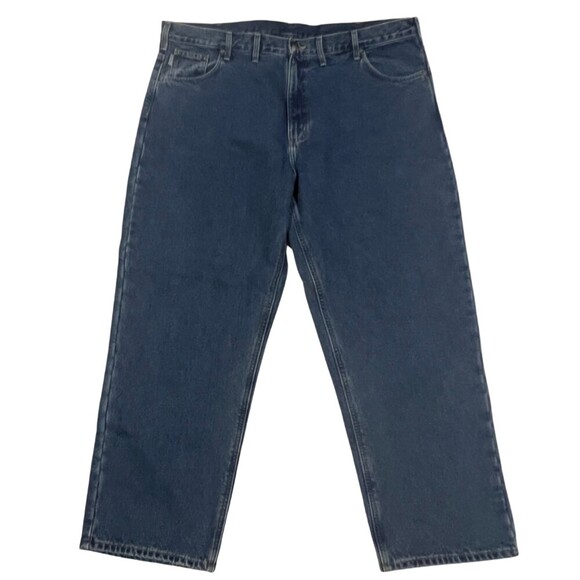 Carhart B14 Flannel Lined Washed Denim Work Dungarees Mens 46/30 Discontinued - Picture 1 of 12